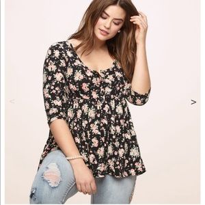 rose button babydoll top